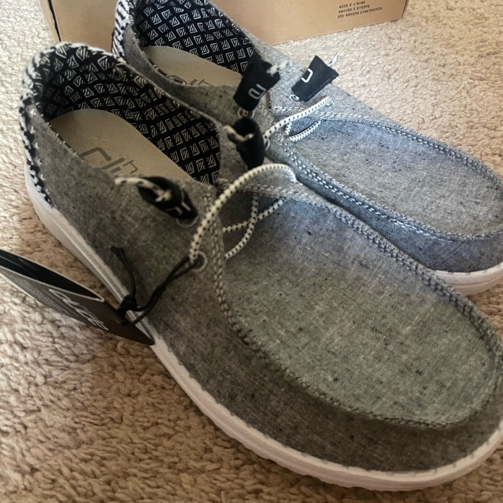 Hey Dude Gray and White Slip-On Loafers